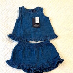 Blue Sleeveless Top and Shorts Set, NWT, size 2T